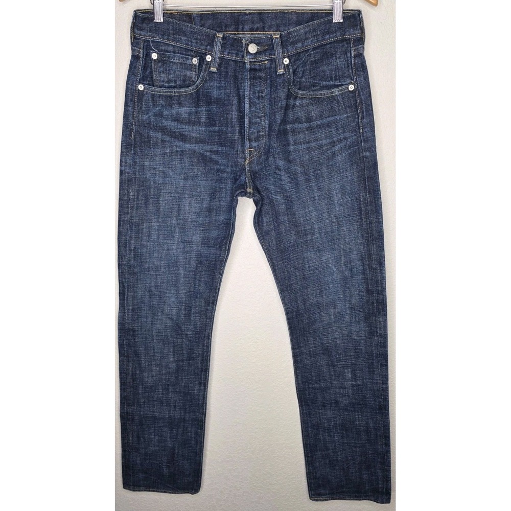 New Levi Strauss 501 Mens Button Fly Dark Wash Straight Leg Jeans 32x34